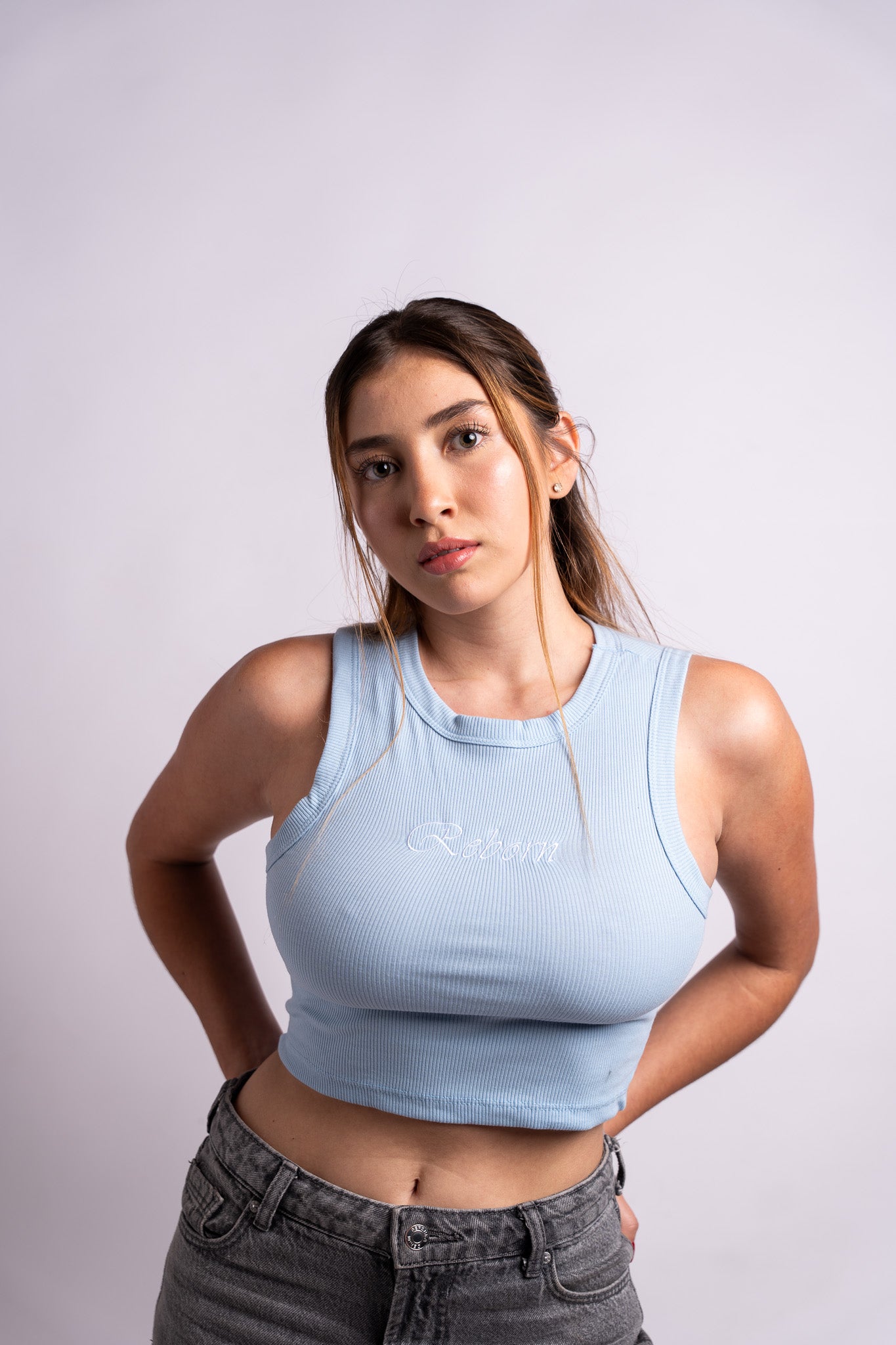 Identity RBasic Crop-top Rib Blue